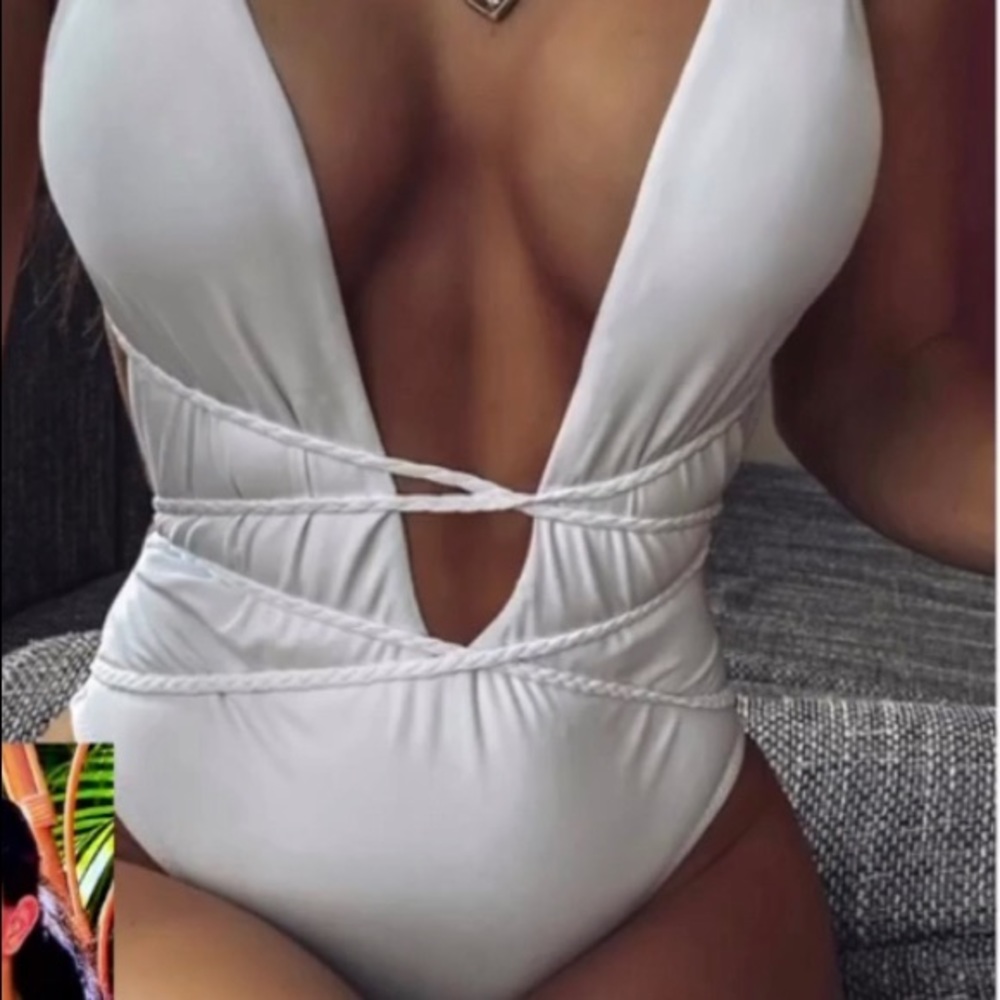 White tie one piece swimsuit
